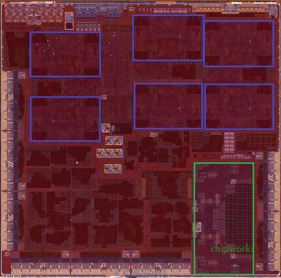 蘋(píng)果A9X顯微照片